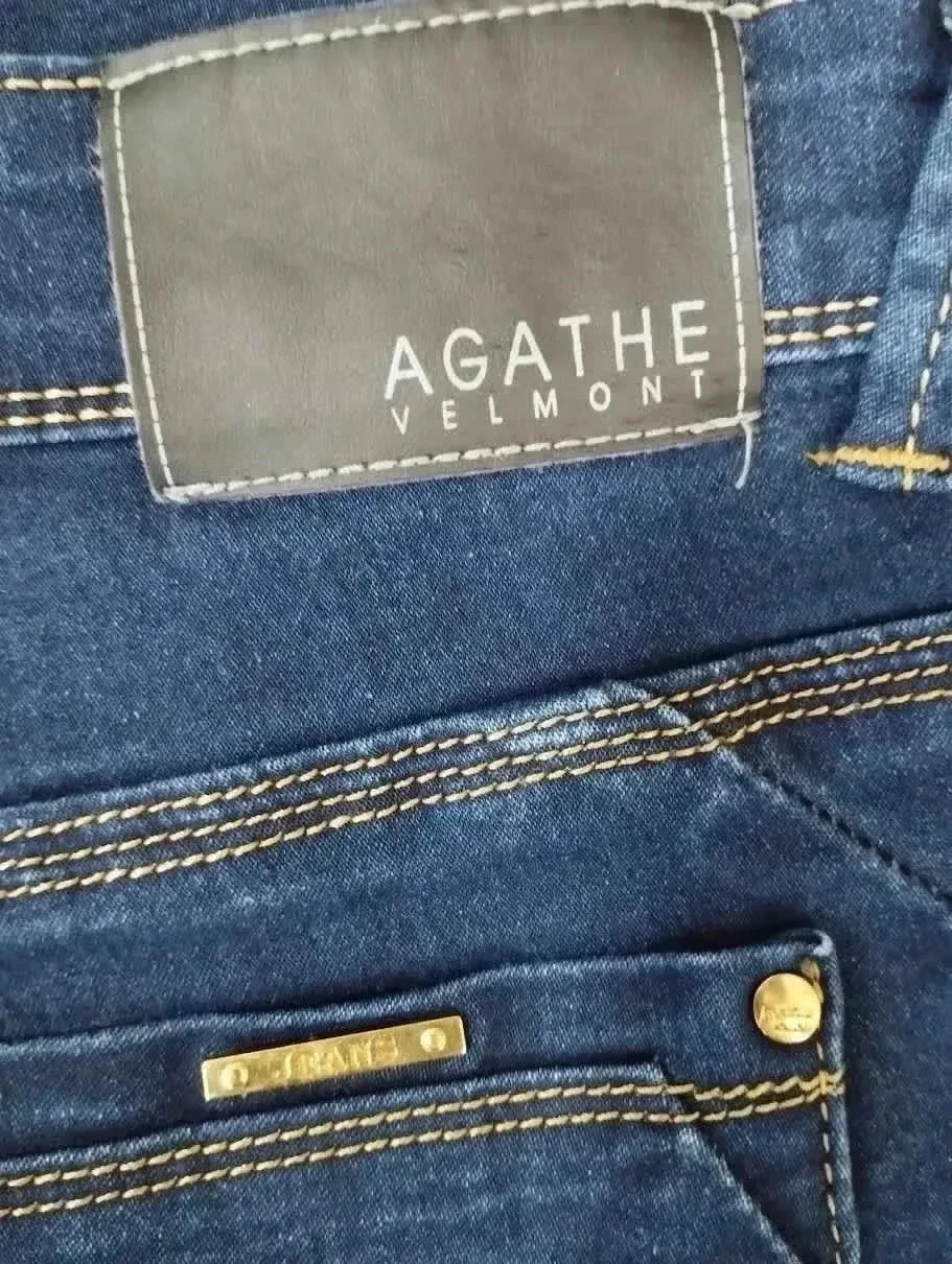 Jean novo Agathe Velmont - corte slim - cintura alta - elástico - azul marinho – photo 13